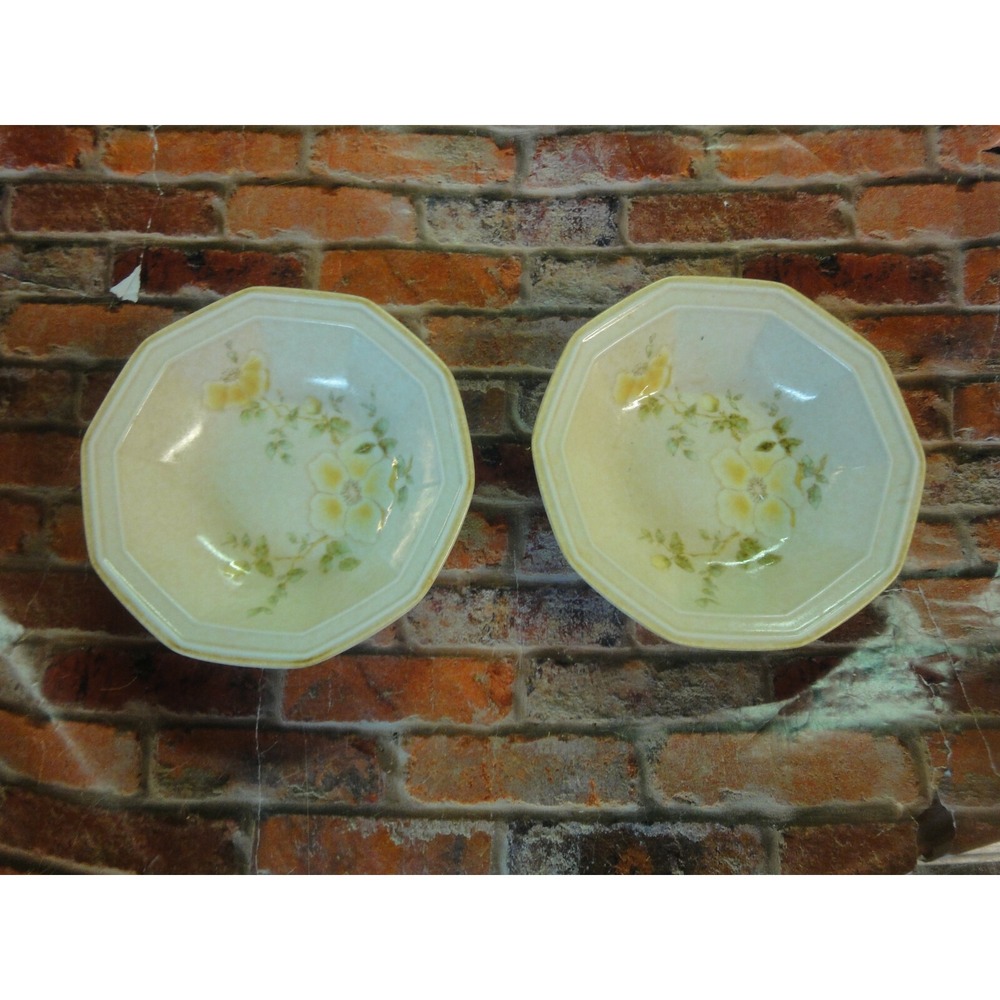 2 lot Vintage Mikasa Avante Venezia FE 901 golden yellow flower soup cereal bowl